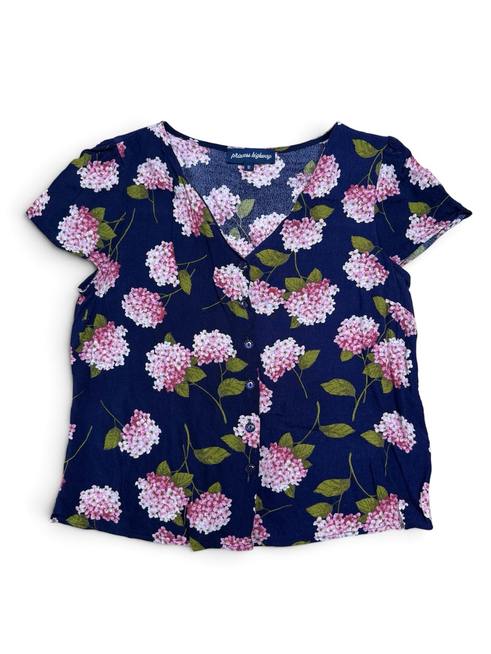 Princess Highway Floral Blouse Short Sleeve Blue 8 M